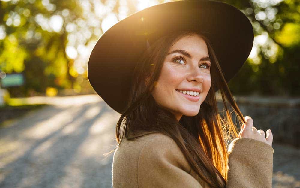 a woman smiling