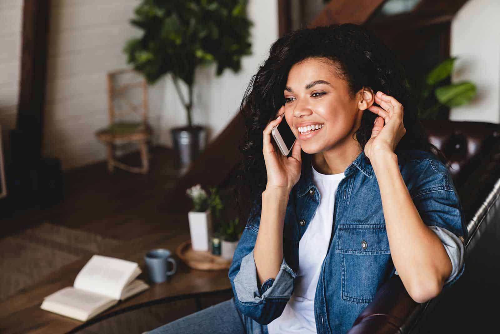 a woman talking on a cell phone